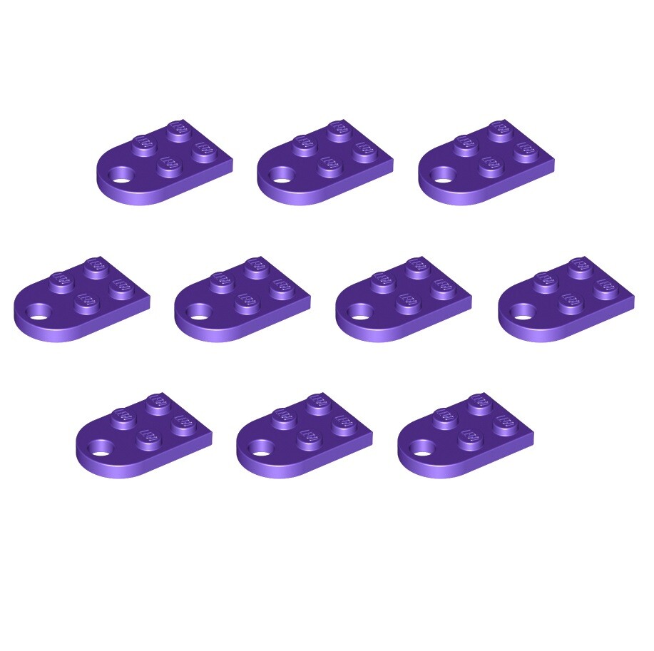 NEW LEGO 10 Pieces 2x3 Plate With Hole - Dark Purple Heart