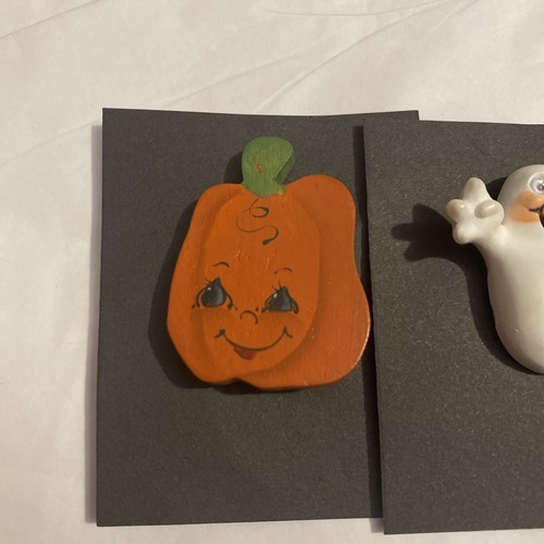 5x Vintage Brooch Pin Halloween Pumpkin Witch Ghost Pull String Boo Hallmark - Picture 2 of 10