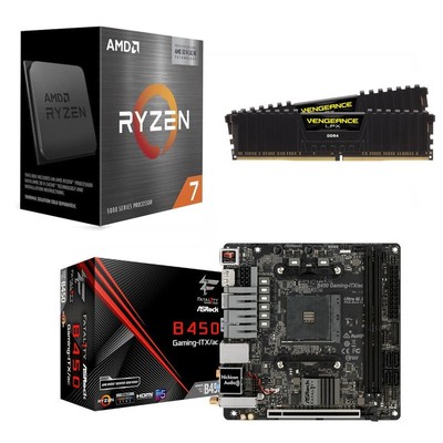 AMD Ryzen 7 5700X3D CPU + ASRock Fatal1ty B450 Gaming-ITX/ac + Corsair 32GB DDR4