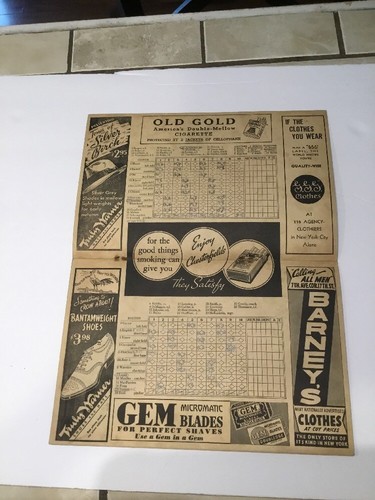 Vintage 1937 New York Giants Vs Boston Program Official Score Card Scored - Picture 3 of 4