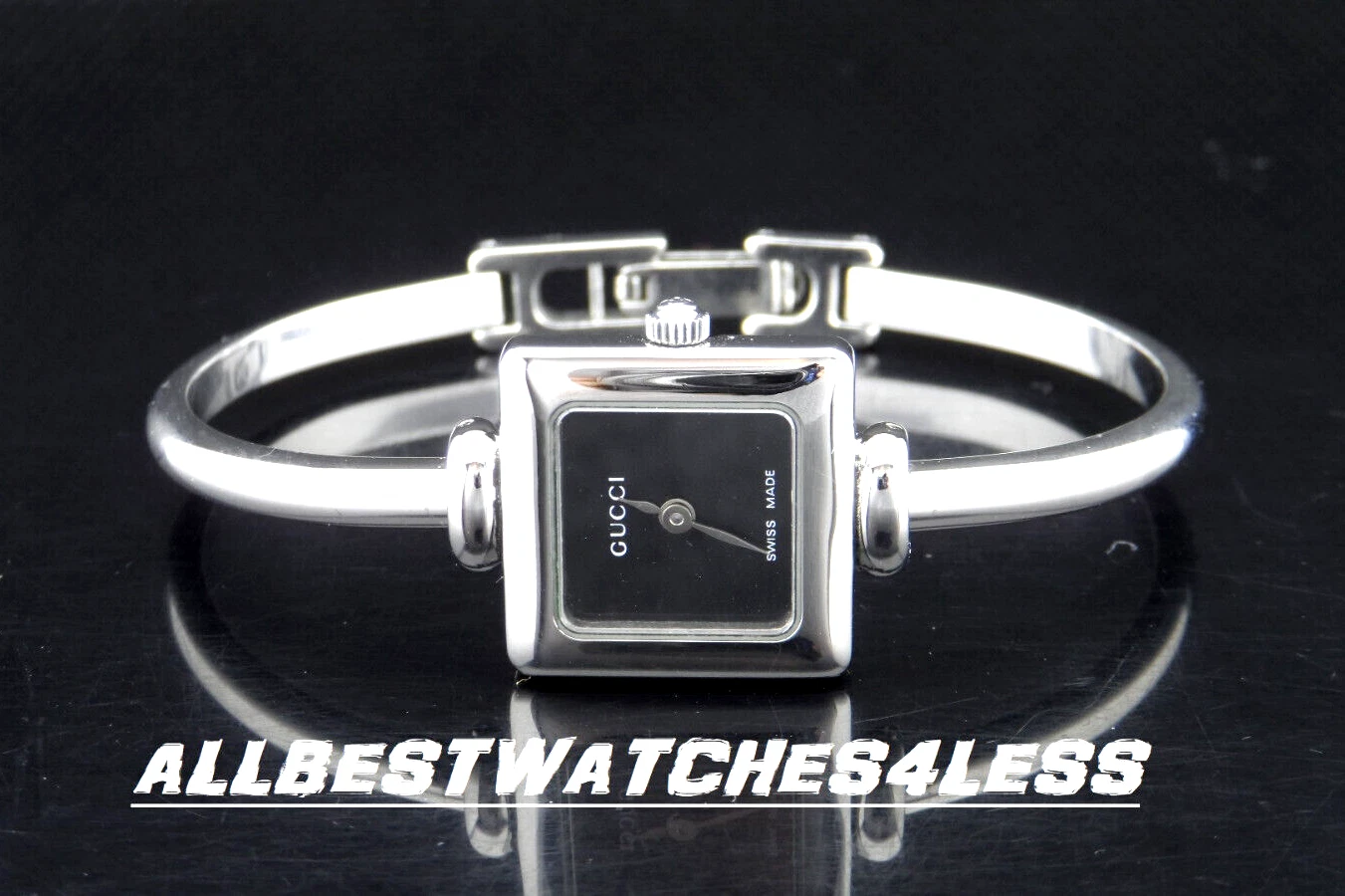 Montre femme GUCCI 1900 L série cadran noir ton argent acier inoxydable