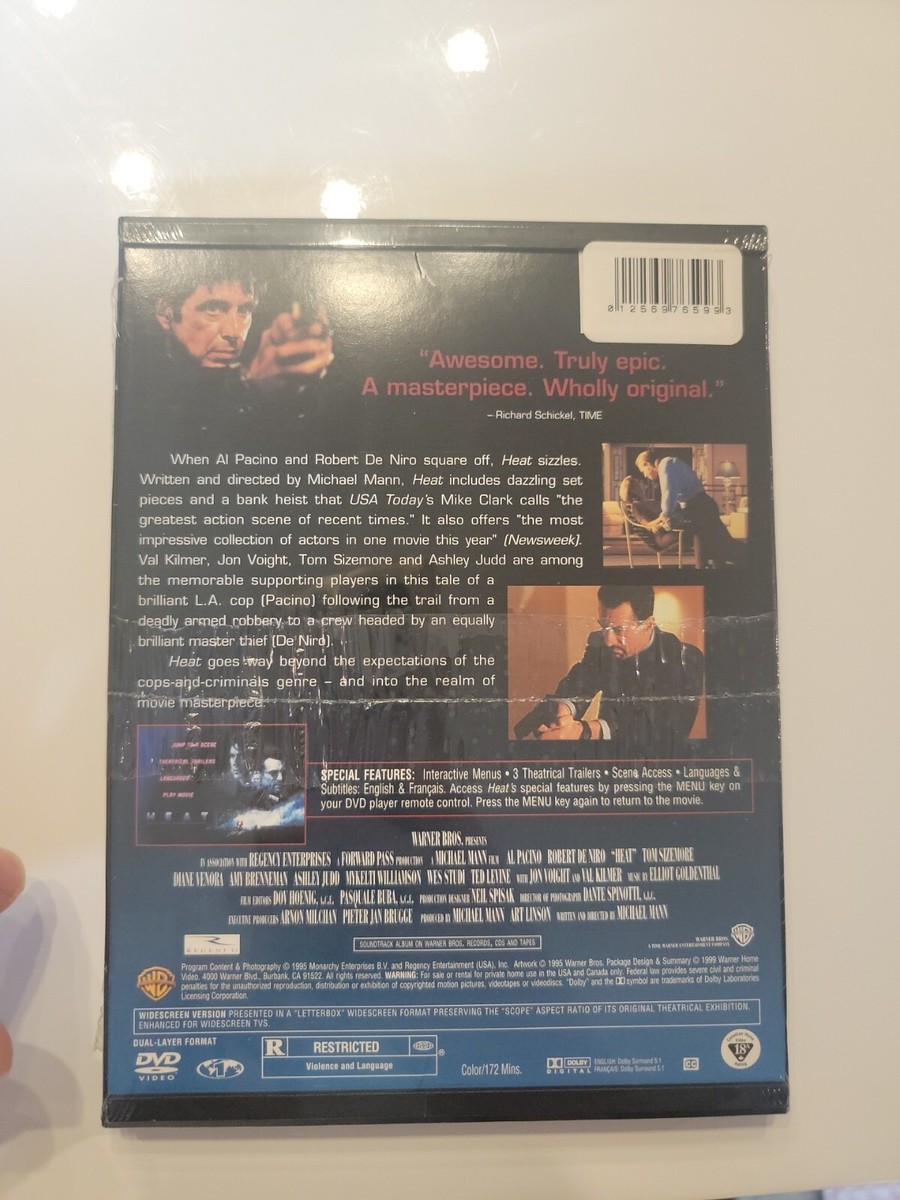 Heat (DVD, NEW) Robert De Niro, Al Pacino, Val Kilmer, Natalie