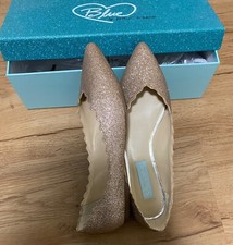 New Blue by Betsey Johnson gold bling flat shoes 7M for party