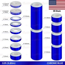 Roll Vinyl Pinstriping Pin Stripe Line Adhesive Tape Decal Sticker CHROME BLUE