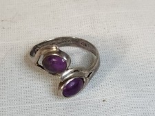 925 Sterling Silver Handmade Natural Amethyst Ring, Size 13 NICE