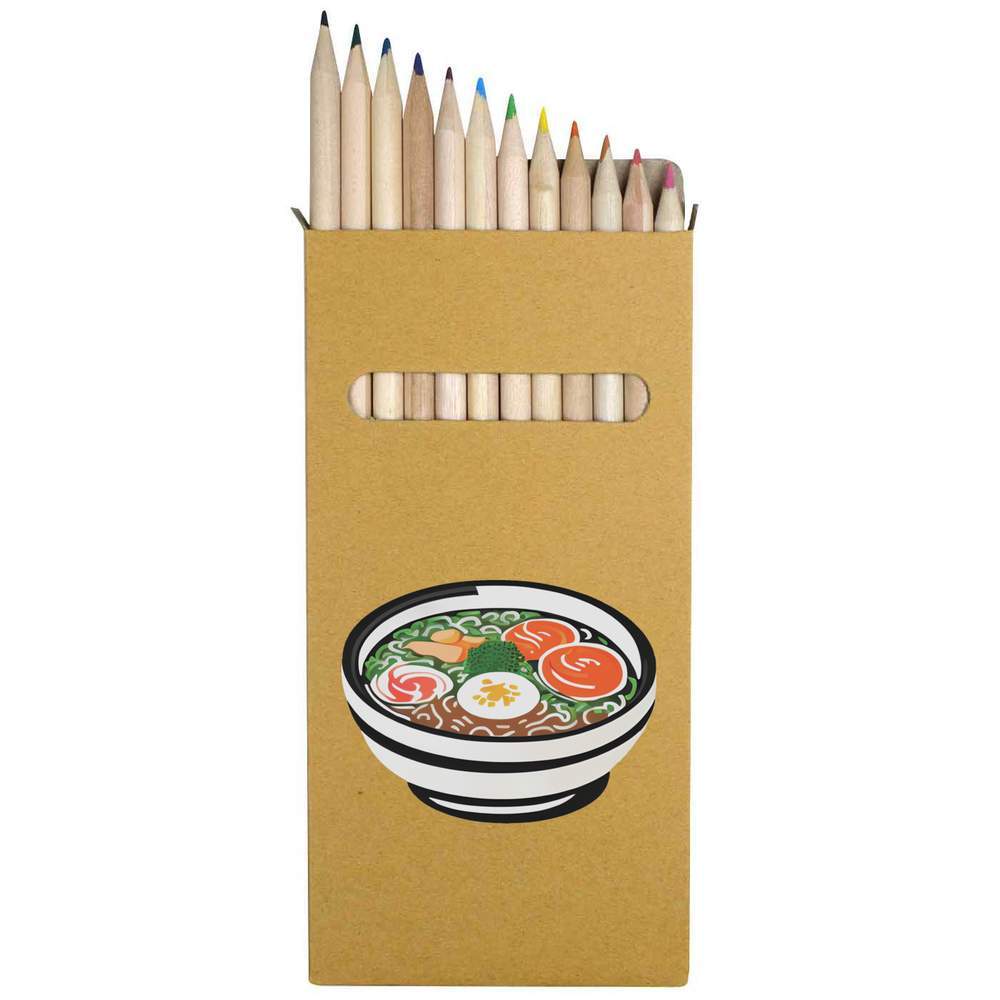 12 x 'Japanische Ramen Schale' lang 178 mm Buntstifte / Bleistift Set (PE00060017)