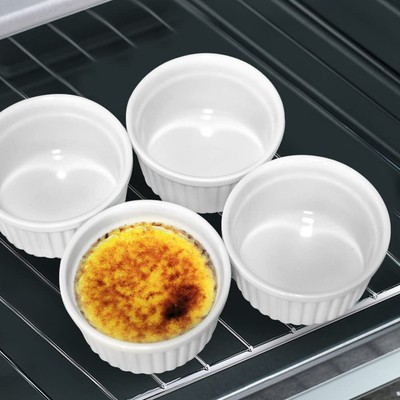 4 Pack 6oz Porcelain Ramekins Pudding Cup Baking Cup Bowl Dishes for Sauce