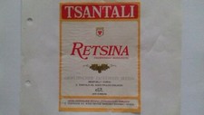 GREECE  MACEDONIA CHAIKIDIKI  RETSINA TSANTELI  VINTAGE LABEL ADVERT