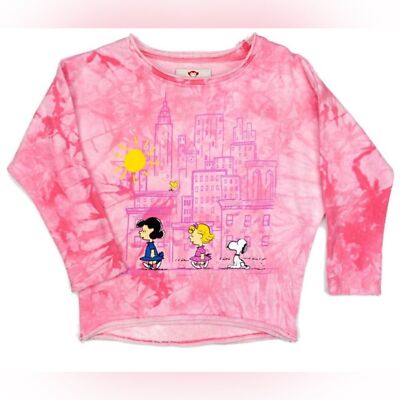 NWT Appaman Peanuts Slouchy Sweatshirt Light Pink Tie-Dye - Size 5