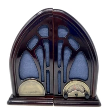 Philco 1930s Style Reproduction Cathedral AM/FM Radio Bookends