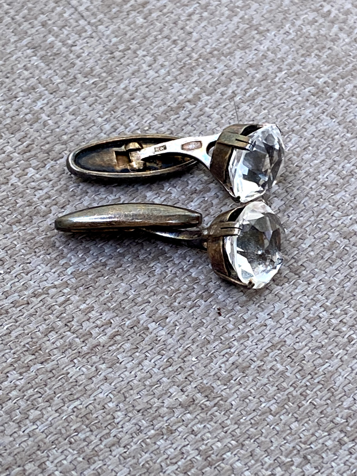 Large Rock Crystal Cufflinks Solid Silver 875 sta… - image 6