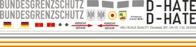 HELI SCALE QUALITY Decal 397 Bell UH-1D Bundesgrenzschutz D-HATE