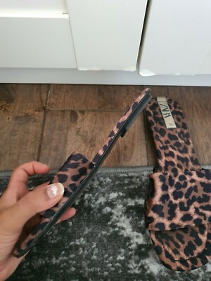 Leopard Print Flat Sandals Zara animal 36 sliders shoes UK