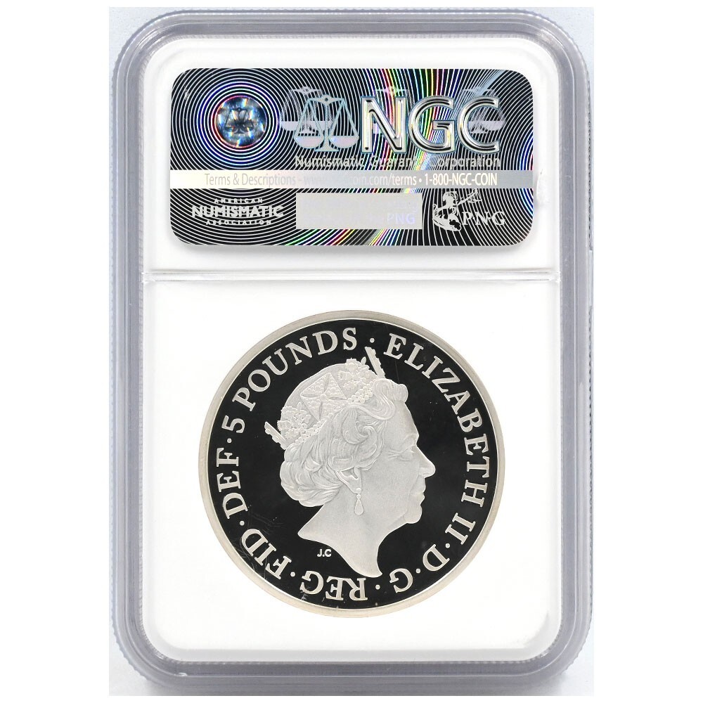 2017 Elizabeth II 5 Pound Silver Coin NGC PF70UC Sapphire 2017 Elizabeth II 5 Pound Silver Coin NGC PF70UC Sapphire