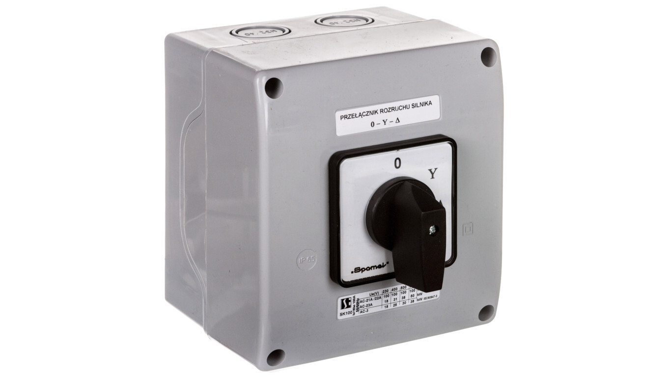 Cam switch 0-star-delta 100A in a housing, black knob SK100-4.831OB18 /T2UK