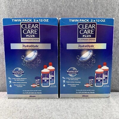 Clear Care Plus HydraGlyde Contact Solution 2 Twin Packs 4x12oz exp 08/26