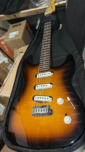 Godin  Progression Vintage Burst Flame Electric Guitar, Rosewood Neck (033256)