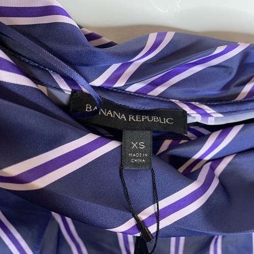 NWT Banana Republic Womens XS Blue/Purple Long Sleeve Off Shoulder Shirt $78 - Picture 2 of 4