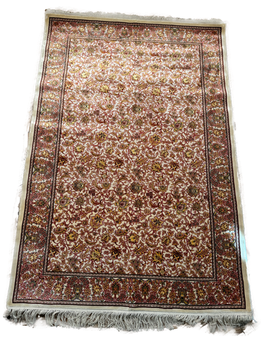 Exquisite 4x2.5 ft Hand-Tufted 100% Silk Carpet – Masterpiece from Kashmir