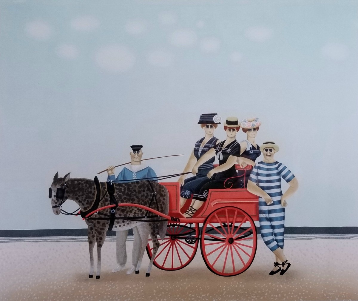 Jan Balet Pencil Signed Ltd Ed Serigraph Three Beach Fleas W Horse
