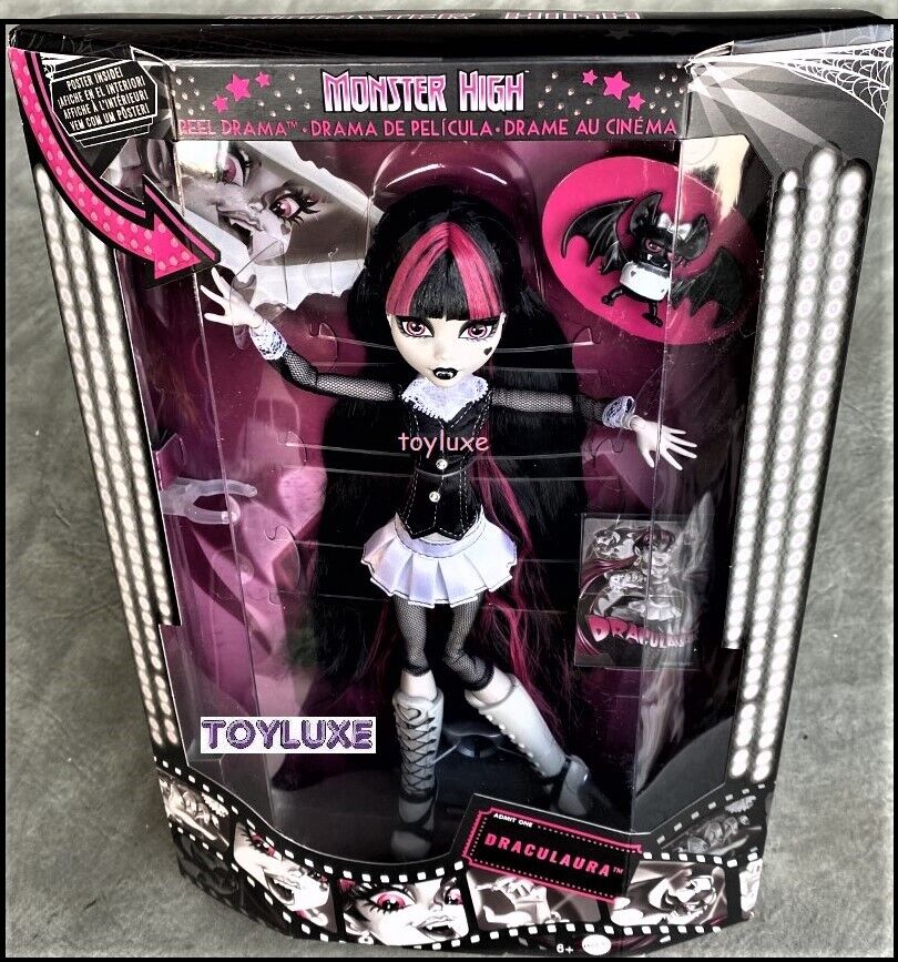 Monster High Draculaura Reel Drama Doll Pet Bat Poster Stand New