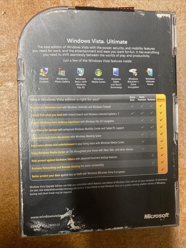 Microsoft Windows Vista Ultimate 32/64 Bit Service Pack 1 Full Retail - Picture 3 of 4