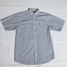 ARIAT PRO SERIES Mens Short Sleeve Button Up Plaid Shirt Stretch Size S/P