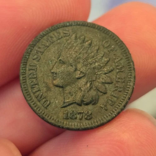 1878 Indian Cent AU details semi key date