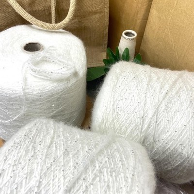 Silber Pailletten WEISS MOHAIR Konengarn LEICHT KAMMGARNGEWICHT
