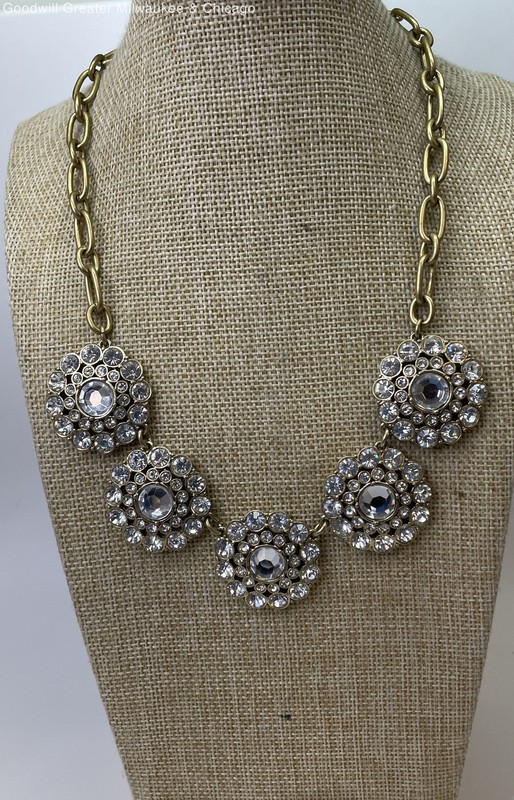 J Crew Rhinestone Gold Tone Necklace 66.2g