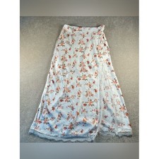 Silky Skirt Y2K Style Floral Feminine Coquette Lace Slit Cream Large Forever 21