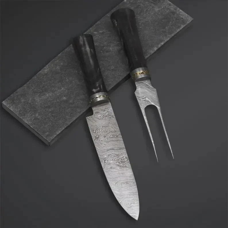 Handmade Damascus Steel Chef Knife Luxury BBQ Cutlery kitchen set