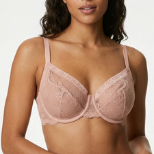 ex-M & S Autograph Full Cup Bra 40A Nude Lace Underwired Support NWT Chic Luxe