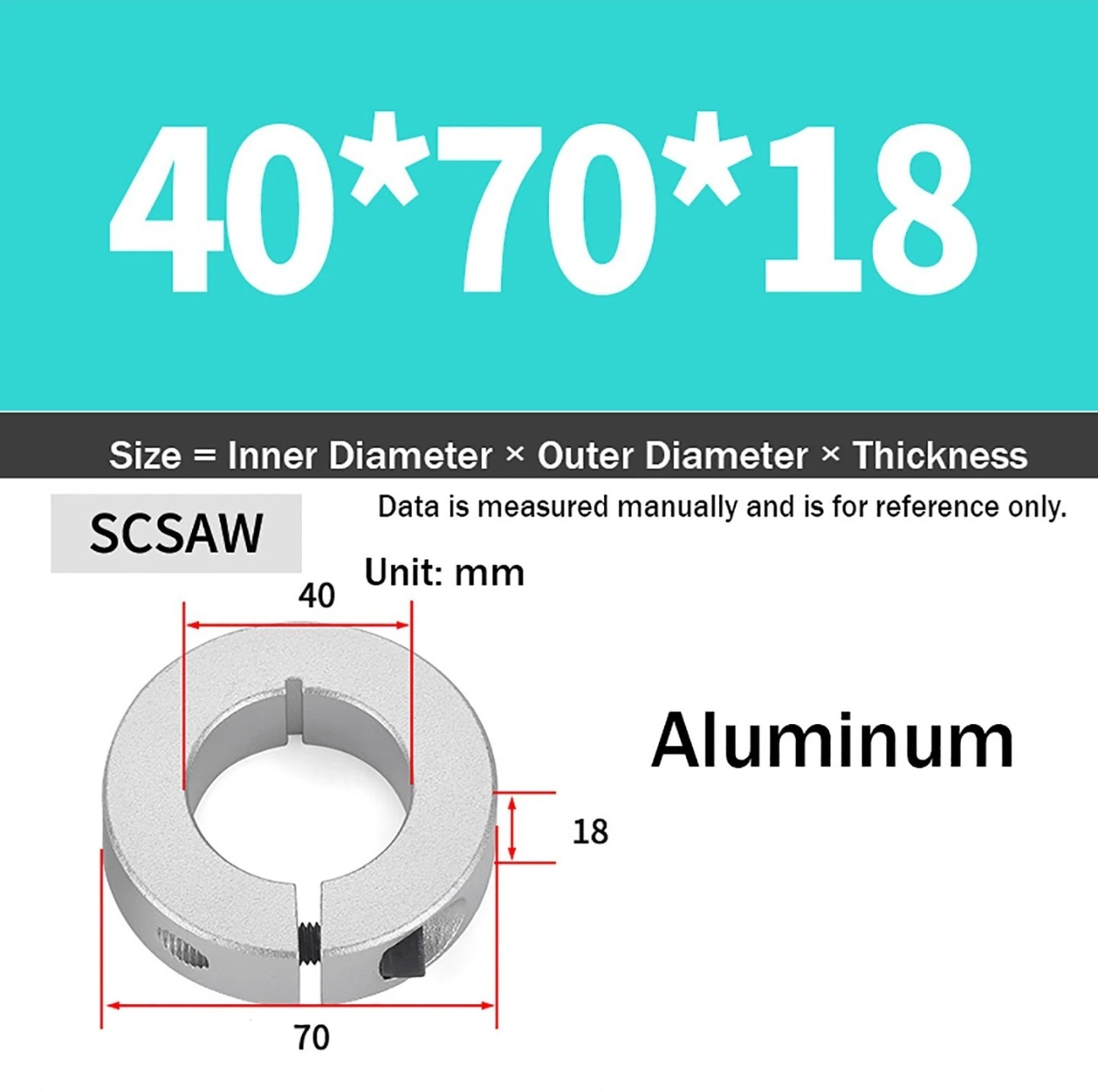 40MM Single Split 1-PC Clamp Shaft Collar Aluminum Alloy New
