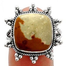 Natural Picture Jasper 925 Sterling Silver Ring s.8.5 Jewelry R-1234