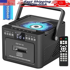 Boombox Cassette CD Player Bluetooth FM Remote Tape Recording Dual Speaker New