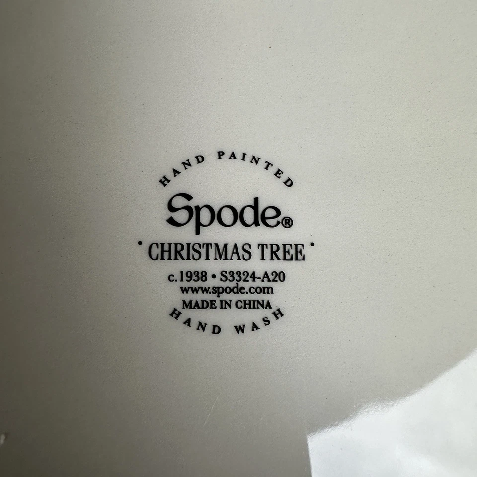 Spode Christmas Tree Tartan Tray 12 In. Tray Bows & Holly Dolomite Handles - Image 3 of 4