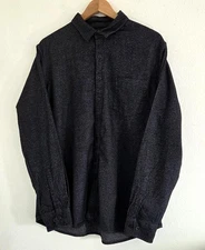 Marc Anthony Men's Black Slim Fit Flannel Button Up Long Sleeve Shirt Size XL