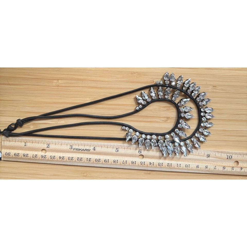 Joyería nOir ¡NUEVA! Collar Doble Fila Negro Mezcla Metal Circonita Circonita 18" Indie Sleeze Foto 4 de 4