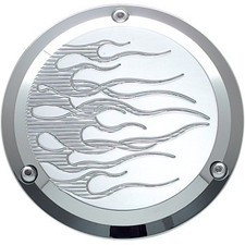 1980-2006 Harley-Davidson FX FL Chrome Flame Derby Cover Made in USA w/Hardware