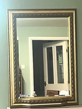 Antique Gold Framed Rectangular Mirror 30” x 20” mirror in 36” x 24”Wood Frame