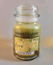 New Yankee Candle Lemon & Lime Scented 22oz Glass Large Jar Lid NOS Retired! HTF