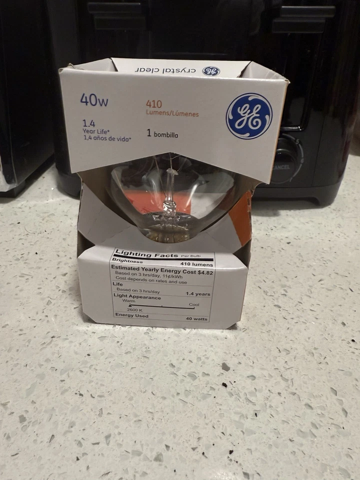 GE Crystal Clear 40 watt Globe Light Bulb G25 Round Vanity 3 1/8” Medium Base - Image 2 of 3