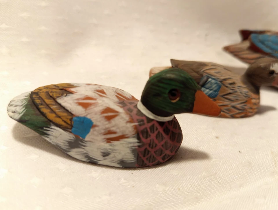 KGG Handmade Clay Duck with Two Hand Painted Wooden Dents Vintage Set - Image 3 of 4