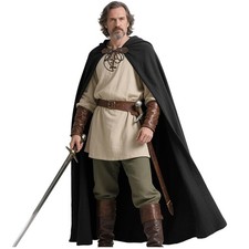Renaissance Hooded Cape Medieval Linen Cloak with Hood for Women Men Black