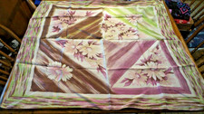 Vintage LADIES' SCARF 29"X32", Lime, Shades of Pink, Brown Floral