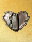 Metal Heart Frame Belt Buckle w/ Rhinestone Accents, Fits 1.5" Belt — photo 2