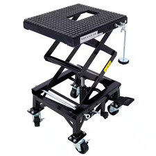 Black Steel 300 Lbs Hydraulic Motorcycle Scissor Jack Lift Foot Step with Wheels