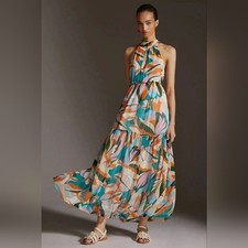 Anthropologie Maeve Keyhole Halter Maxi Dress Size Small Multicolor