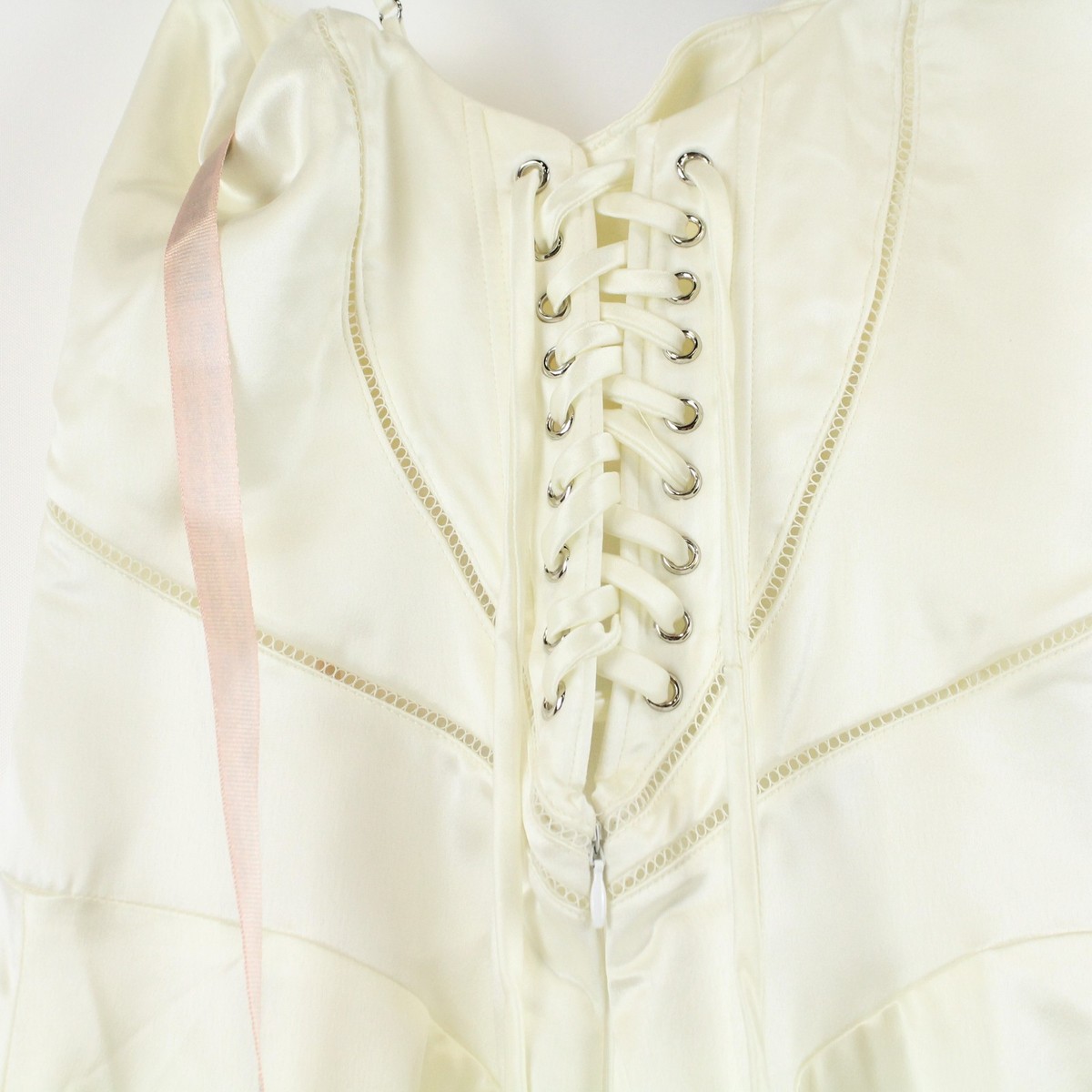 House of CB Anabella Satin Lace Up Maxi Dress in Ivory - Women's Size  Medium | eBay